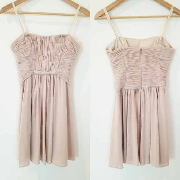 BCBG MAXAZRIA Eve Strapless Pleated Braided Flowy Mini Formal Dress Blush Lined - Picture 2 of 16